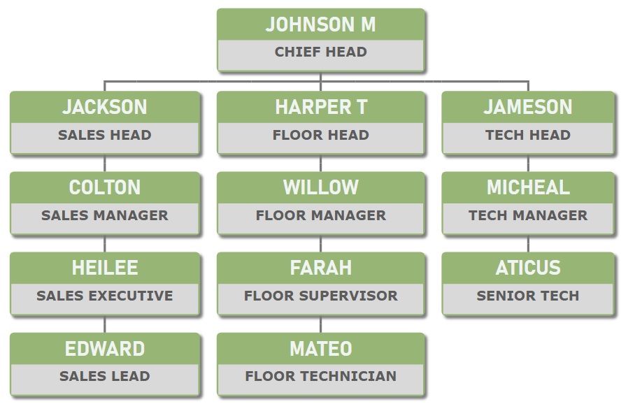 Template to highlight each person's roles and responsibilities with separate background.