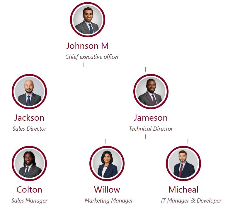 现代头像圆形组织结构图模板