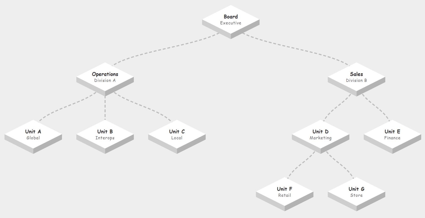 灰色背景上的极简主义干净白色3D钻石节点