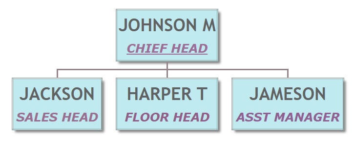ORG chart - Sky blue background with narrow line border