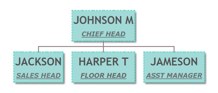 ORG chart - Dotted border with Turquoise background